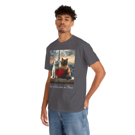Cat Lover T-Shirt - Two Cute Persian Cats in Love with Red Heart