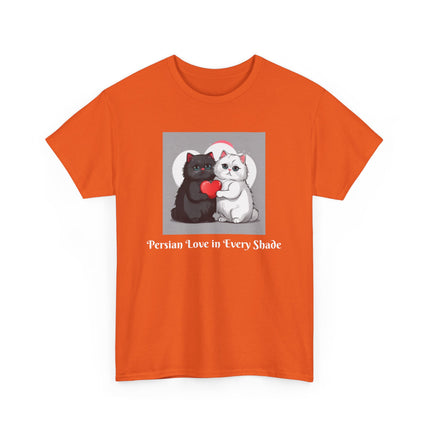 Cat Lover T-Shirt - Two Cute Persian Cats in Love with Red Heart