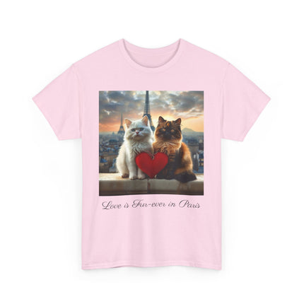 Cat Lover T-Shirt - Two Cute Persian Cats in Love with Red Heart