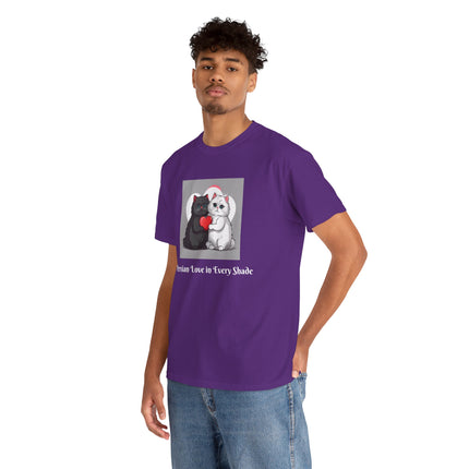 Cat Lover T-Shirt - Two Cute Persian Cats in Love with Red Heart