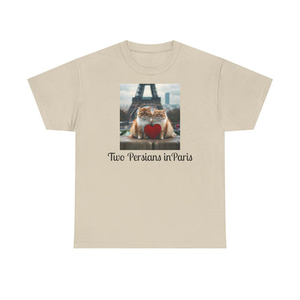 Cat Lover T-Shirt - Two Cute Persian Cats in Love with Red Heart