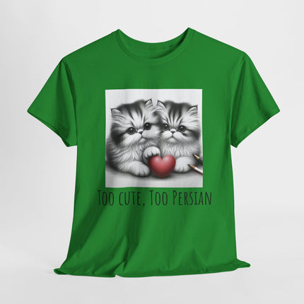 Cat Lover T-Shirt - Two Cute Persian Cats in Love with Red Heart