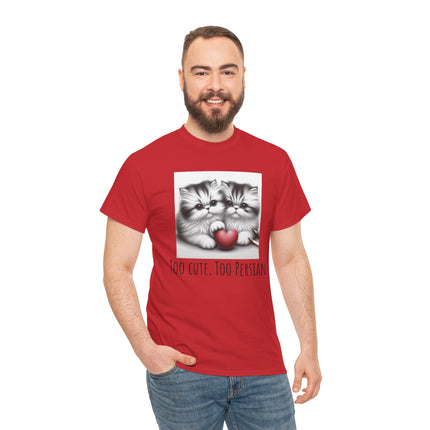 Cat Lover T-Shirt - Two Cute Persian Cats in Love with Red Heart