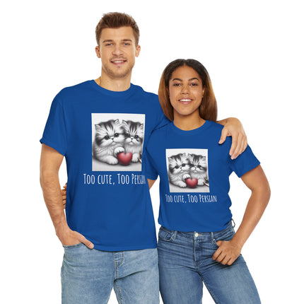 Cat Lover T-Shirt - Two Cute Persian Cats in Love with Red Heart
