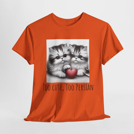 Cat Lover T-Shirt - Two Cute Persian Cats in Love with Red Heart