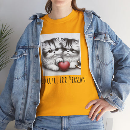 Cat Lover T-Shirt - Two Cute Persian Cats in Love with Red Heart