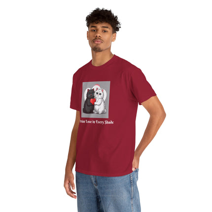 Cat Lover T-Shirt - Two Cute Persian Cats in Love with Red Heart