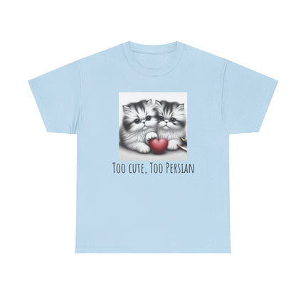 Cat Lover T-Shirt - Two Cute Persian Cats in Love with Red Heart