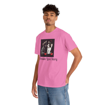 Cat Lover T-Shirt - Two Cute Persian Cats in Love with Red Heart