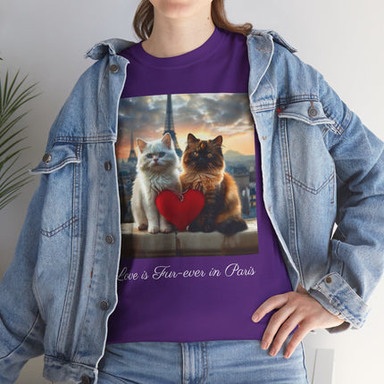 Cat Lover T-Shirt - Two Cute Persian Cats in Love with Red Heart