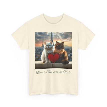 Cat Lover T-Shirt - Two Cute Persian Cats in Love with Red Heart