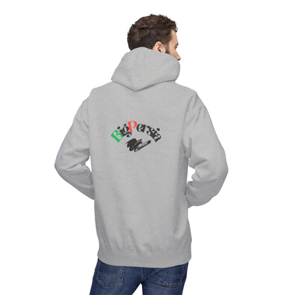 Personalised Casual Unisex Fleece Hoodie with Bold Graphic Print. BigPersia Design. Triple Print.
