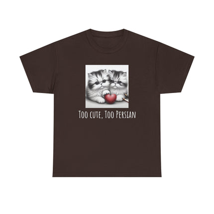 Cat Lover T-Shirt - Two Cute Persian Cats in Love with Red Heart