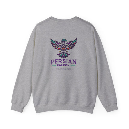 Personlised Unisex Heavy Blend™ Crewneck Sweatshirt. Modern Heritage Persian Shahbaz Falcon Design – Timeless Comfort & Style