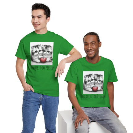 Cat Lover T-Shirt - Two Cute Persian Cats in Love with Red Heart