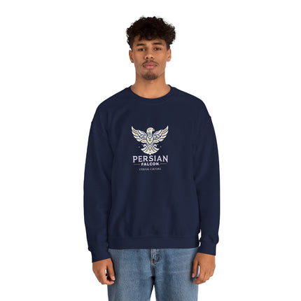 Personlised Unisex Heavy Blend™ Crewneck Sweatshirt. Modern Heritage Persian Shahbaz Falcon Design – Timeless Comfort & Style