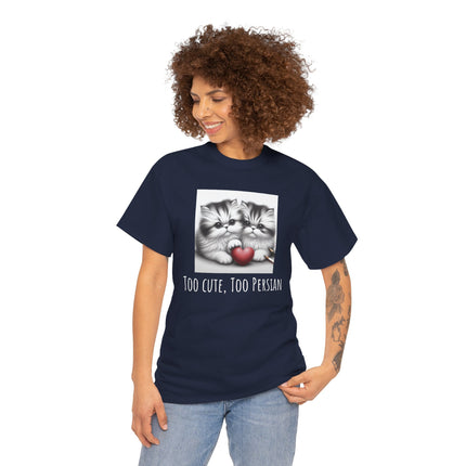 Cat Lover T-Shirt - Two Cute Persian Cats in Love with Red Heart