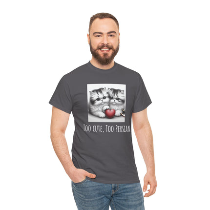 Cat Lover T-Shirt - Two Cute Persian Cats in Love with Red Heart