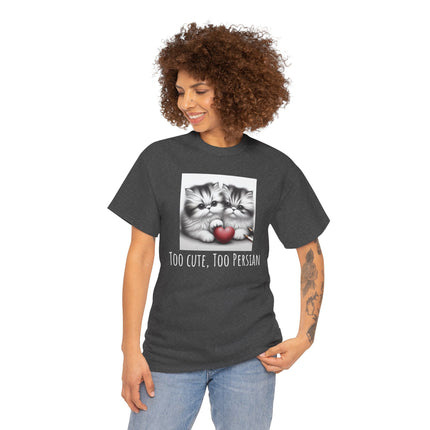Cat Lover T-Shirt - Two Cute Persian Cats in Love with Red Heart