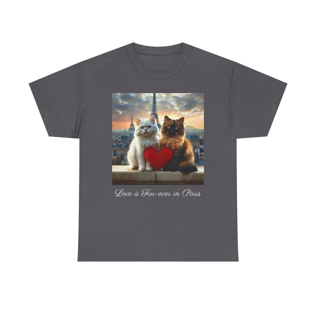 Cat Lover T-Shirt - Two Cute Persian Cats in Love with Red Heart