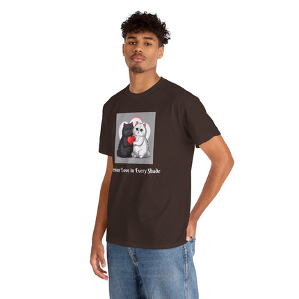 Cat Lover T-Shirt - Two Cute Persian Cats in Love with Red Heart