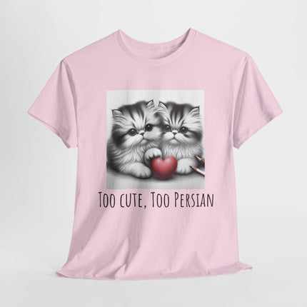 Cat Lover T-Shirt - Two Cute Persian Cats in Love with Red Heart