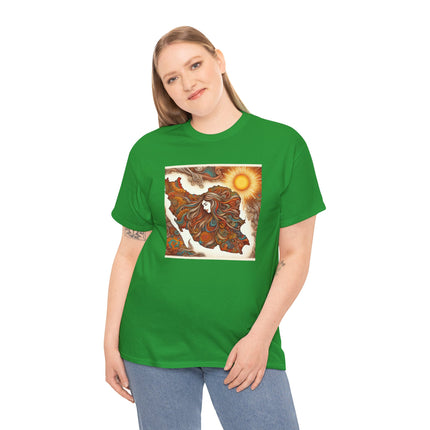 Personalised Persian Unisex T-Shirt – Rising Sun & Long Hair Design | Bohemian Freedom Culture Tee