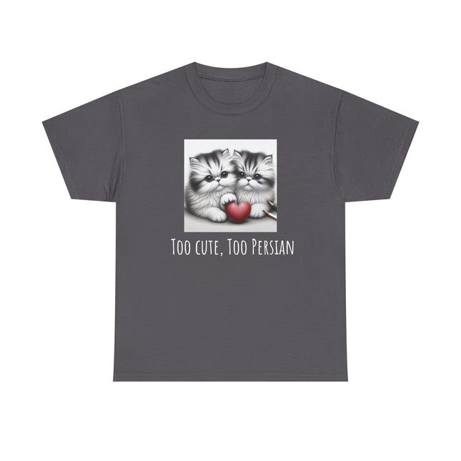 Cat Lover T-Shirt - Two Cute Persian Cats in Love with Red Heart