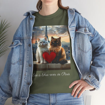 Cat Lover T-Shirt - Two Cute Persian Cats in Love with Red Heart