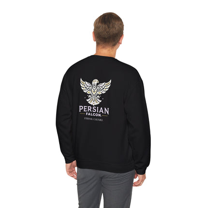 Personlised Unisex Heavy Blend™ Crewneck Sweatshirt. Modern Heritage Persian Shahbaz Falcon Design – Timeless Comfort & Style