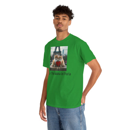 Cat Lover T-Shirt - Two Cute Persian Cats in Love with Red Heart