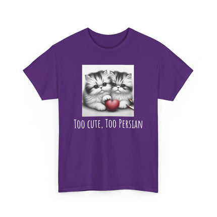 Cat Lover T-Shirt - Two Cute Persian Cats in Love with Red Heart