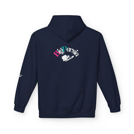 Personalised Casual Unisex Fleece Hoodie with Bold Graphic Print. BigPersia Design. Triple Print.