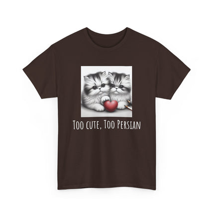 Cat Lover T-Shirt - Two Cute Persian Cats in Love with Red Heart