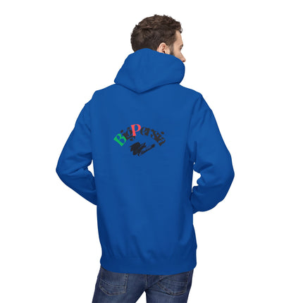 Personalised Casual Unisex Fleece Hoodie with Bold Graphic Print. BigPersia Design. Triple Print.