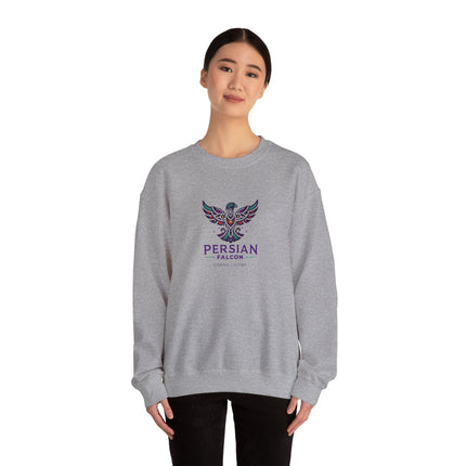 Personlised Unisex Heavy Blend™ Crewneck Sweatshirt. Modern Heritage Persian Shahbaz Falcon Design – Timeless Comfort & Style