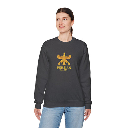 Personlised Unisex Heavy Blend™ Crewneck Sweatshirt. Classic Heritage Persian Shahbaz Falcon Design – Timeless Comfort & Style