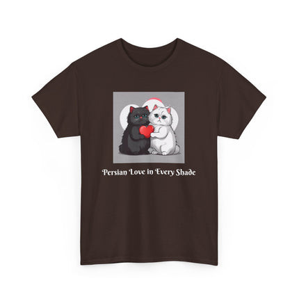 Cat Lover T-Shirt - Two Cute Persian Cats in Love with Red Heart