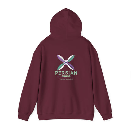 Personalized Unisex Heavy Blend Hooded Sweatshirt – Ancient Persia Sassanid Derafsh Cross Design