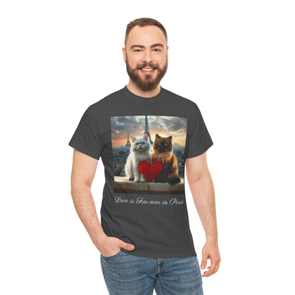 Cat Lover T-Shirt - Two Cute Persian Cats in Love with Red Heart