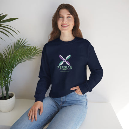 Personlised Unisex Heavy Blend™ Crewneck Sweatshirt. Modern Heritage Persian Cross Design – Timeless Comfort & Style