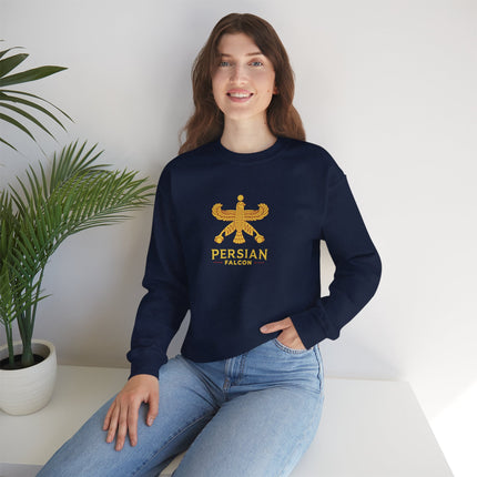 Personlised Unisex Heavy Blend™ Crewneck Sweatshirt. Classic Heritage Persian Shahbaz Falcon Design – Timeless Comfort & Style