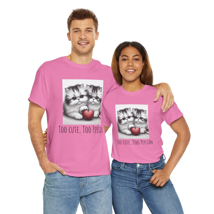Cat Lover T-Shirt - Two Cute Persian Cats in Love with Red Heart