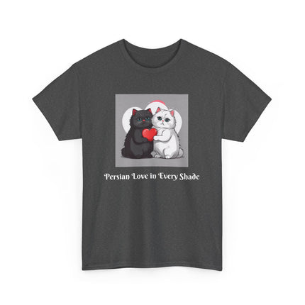 Cat Lover T-Shirt - Two Cute Persian Cats in Love with Red Heart