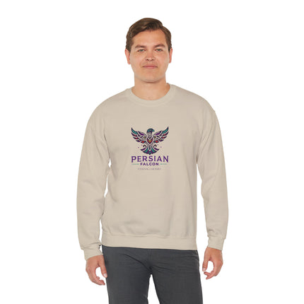 Personlised Unisex Heavy Blend™ Crewneck Sweatshirt. Modern Heritage Persian Shahbaz Falcon Design – Timeless Comfort & Style