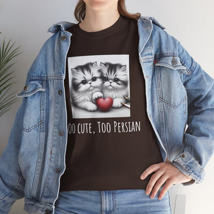 Cat Lover T-Shirt - Two Cute Persian Cats in Love with Red Heart