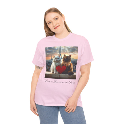 Cat Lover T-Shirt - Two Cute Persian Cats in Love with Red Heart