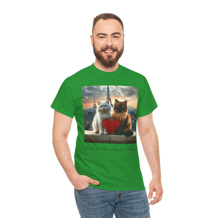 Cat Lover T-Shirt - Two Cute Persian Cats in Love with Red Heart