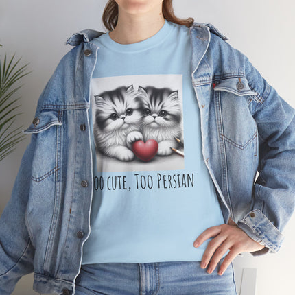 Cat Lover T-Shirt - Two Cute Persian Cats in Love with Red Heart