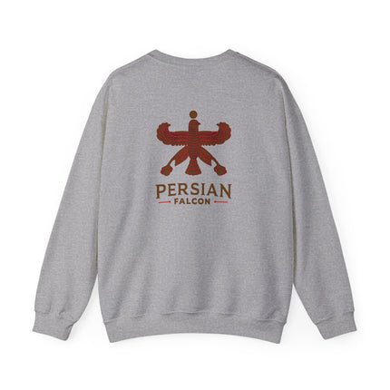 Personlised Unisex Heavy Blend™ Crewneck Sweatshirt. Classic Heritage Persian Shahbaz Falcon Design – Timeless Comfort & Style